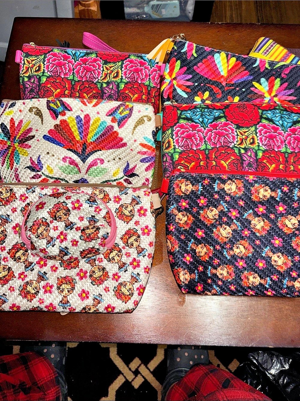 Frida Kahlo Floral Crossbody Bag Set in Black & Multicolor